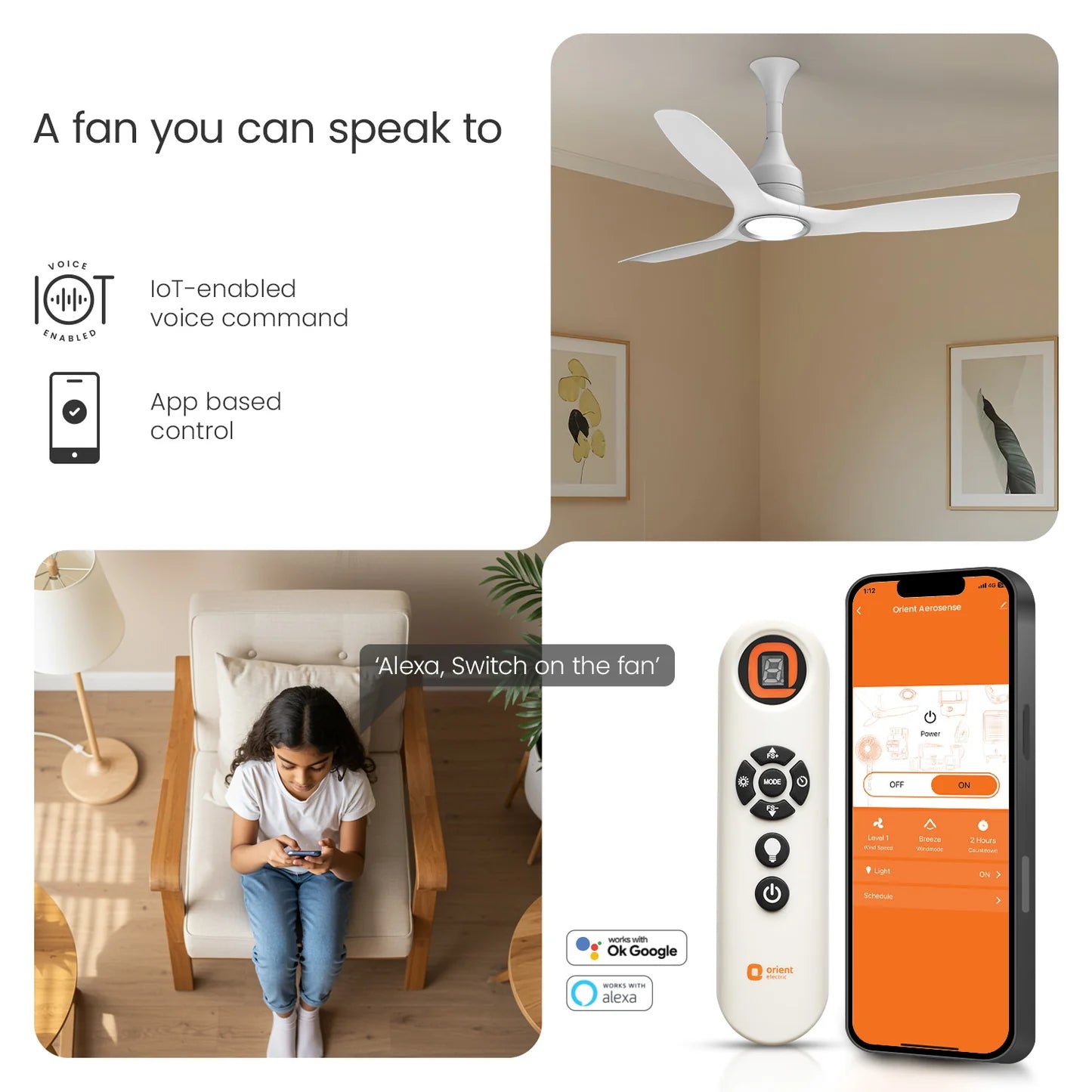 Orient Aerosense Smart BLDC Ceiling Fan | 5 Year Warranty Underlight 1200MM
