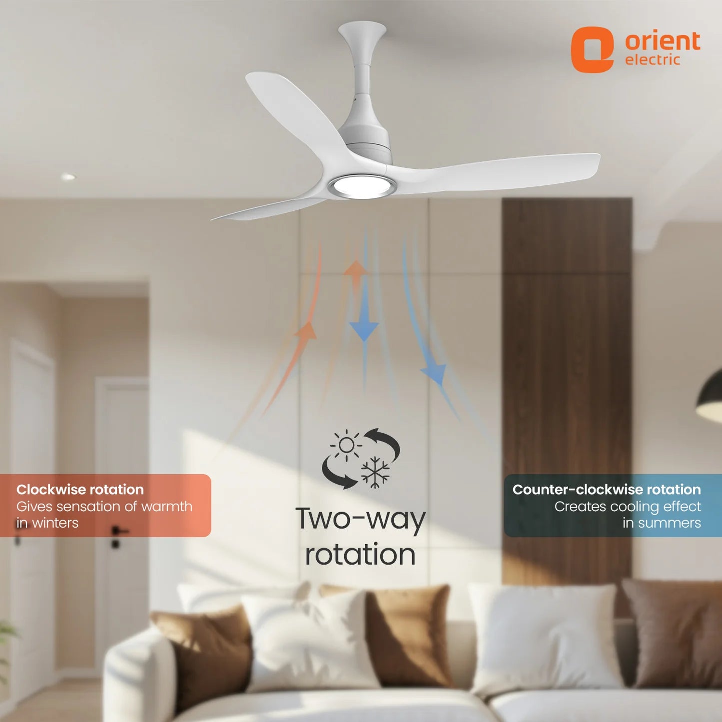 Orient Aerosense Smart BLDC Ceiling Fan | 5 Year Warranty Underlight 1200MM