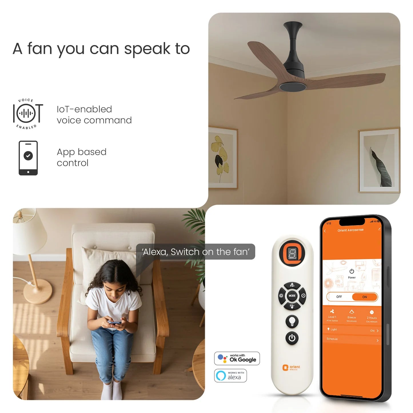 Orient Aerosense Smart BLDC Ceiling Fan | 5 Year Warranty 1200MM (Non-Underlight)